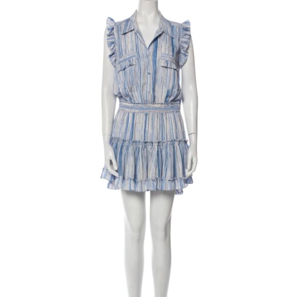 Misa Los Angeles Carlota Mini Dress Womens XS Blue White Stripe Ruffle Tiered - Picture 3 of 12